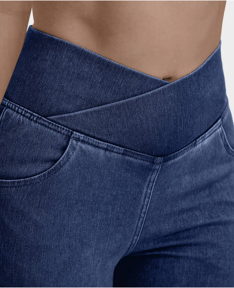 Calça Jeans Mab Wide Leg - Cintura Alta Cruzada